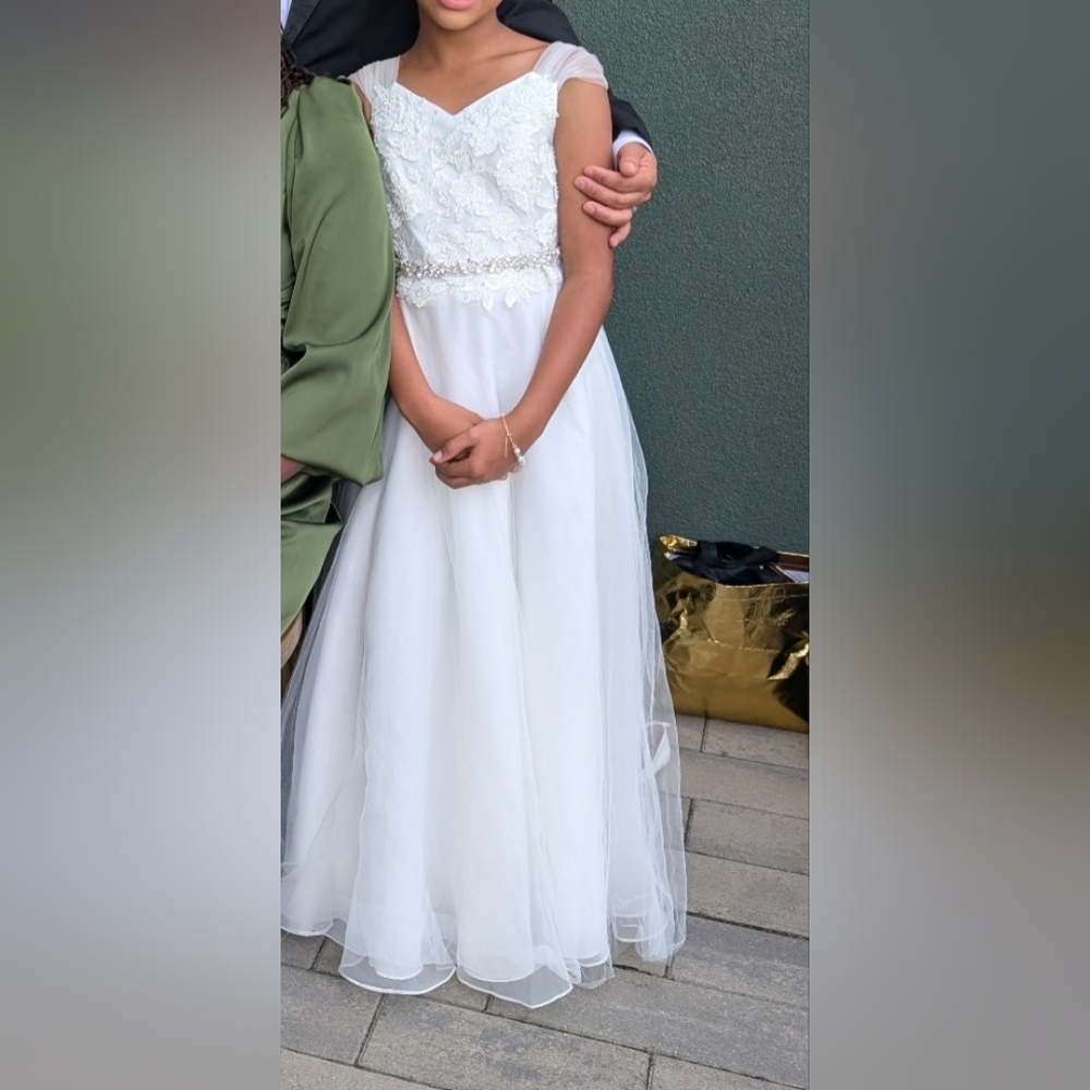 Elegant Satin Ivory Flower Girl Dress